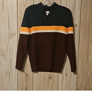 Cat & Jack Kids' Colorblock Sweater - Navy, Orange, White, Brown